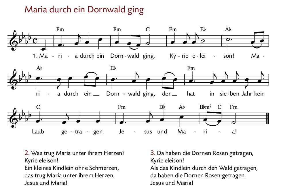 Noten von Maria durch ein Dornwald ging